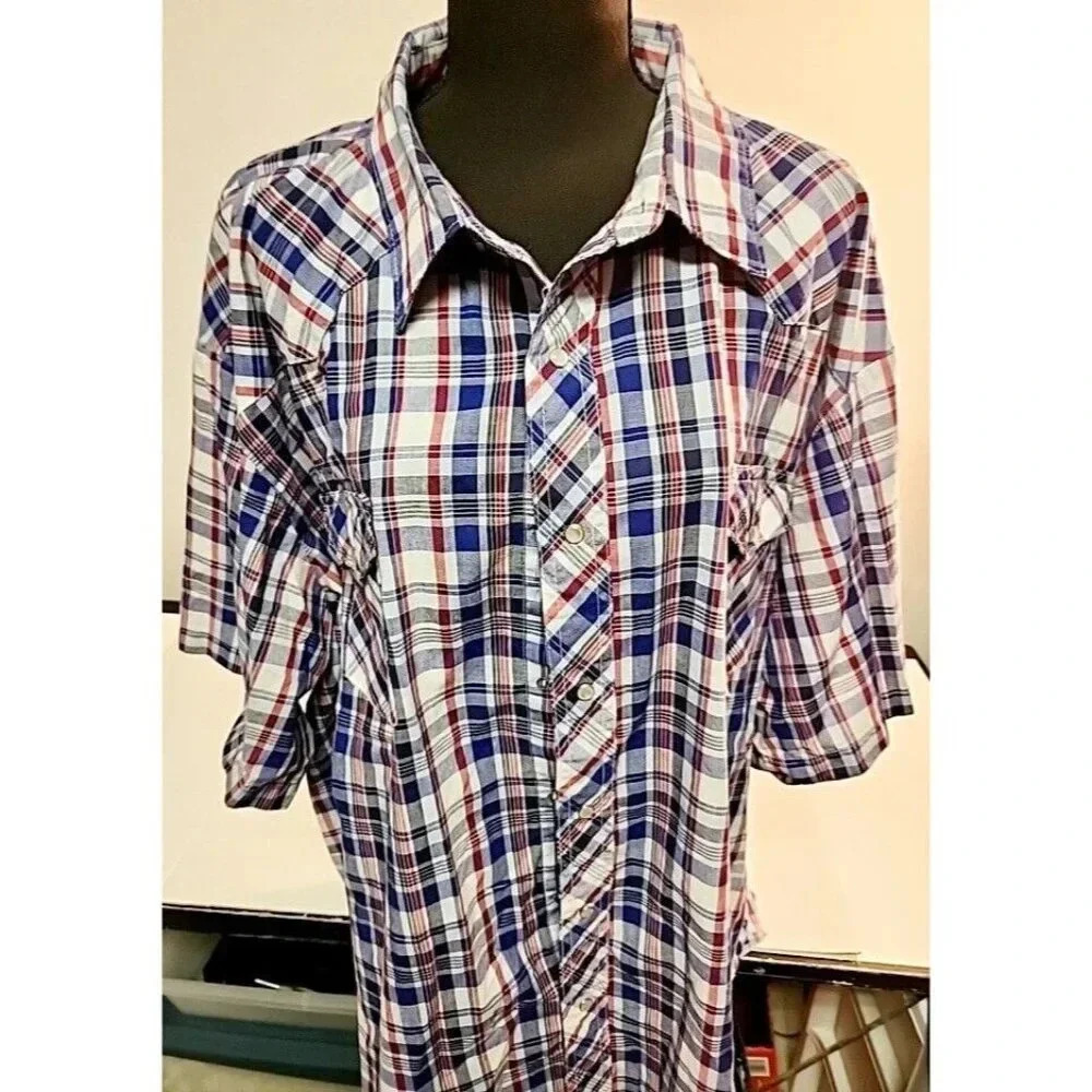 Vintage Wrangler Pearl Snap Western Shirt Short Sleeve Size XXL